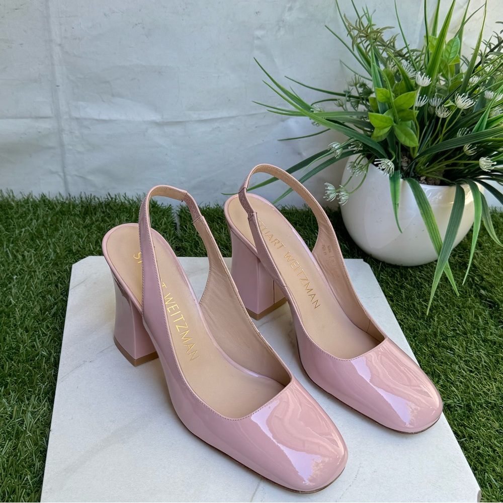 STUART WEITZMAN Cryblock pink 85 Slingback Pump  women Size 6 Ballet Patent - Picture 6 of 17